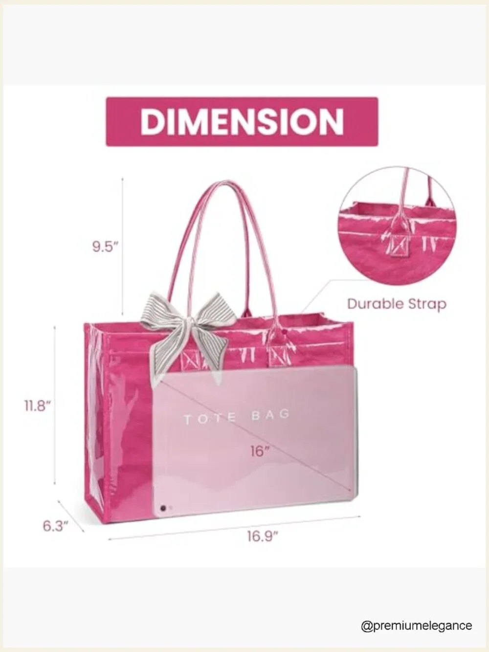 Large PVC Tote Bag for Women, Kraft Paper Print Hobo Handbag with Zipper, Work